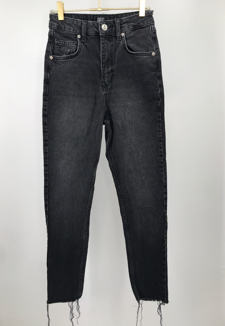 BDG Urban Outfitters Edie Black Wash Frayed Hem High Rise Jeans Size 26